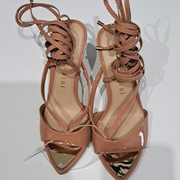 Gianni Bini Misha Patent Leather Ankle Wrap-Up Dress Sandals - Picture 5 of 10